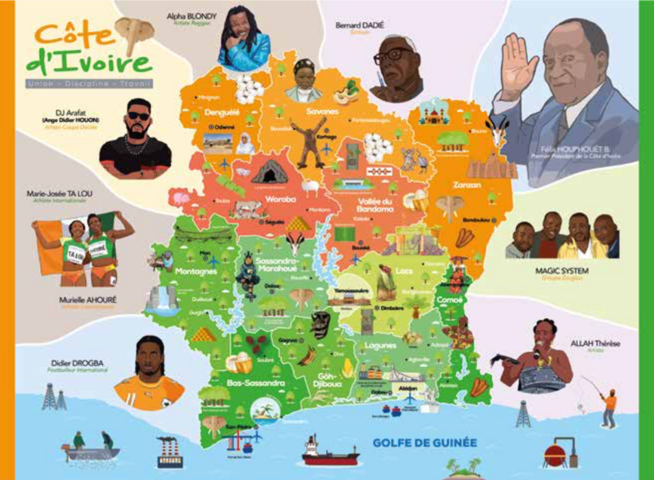 Puzzle Carte de Côte d'Ivoire - 250 pièces 🎲